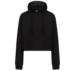 SF Womens/Ladies Cropped Slounge Hoody / Black